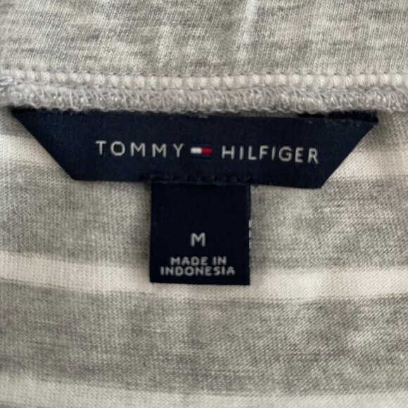 Tommy Hilfiger Casual Pull On Summer Striped Maxi Skirt Heather Grey White Sz M - Picture 6 of 7